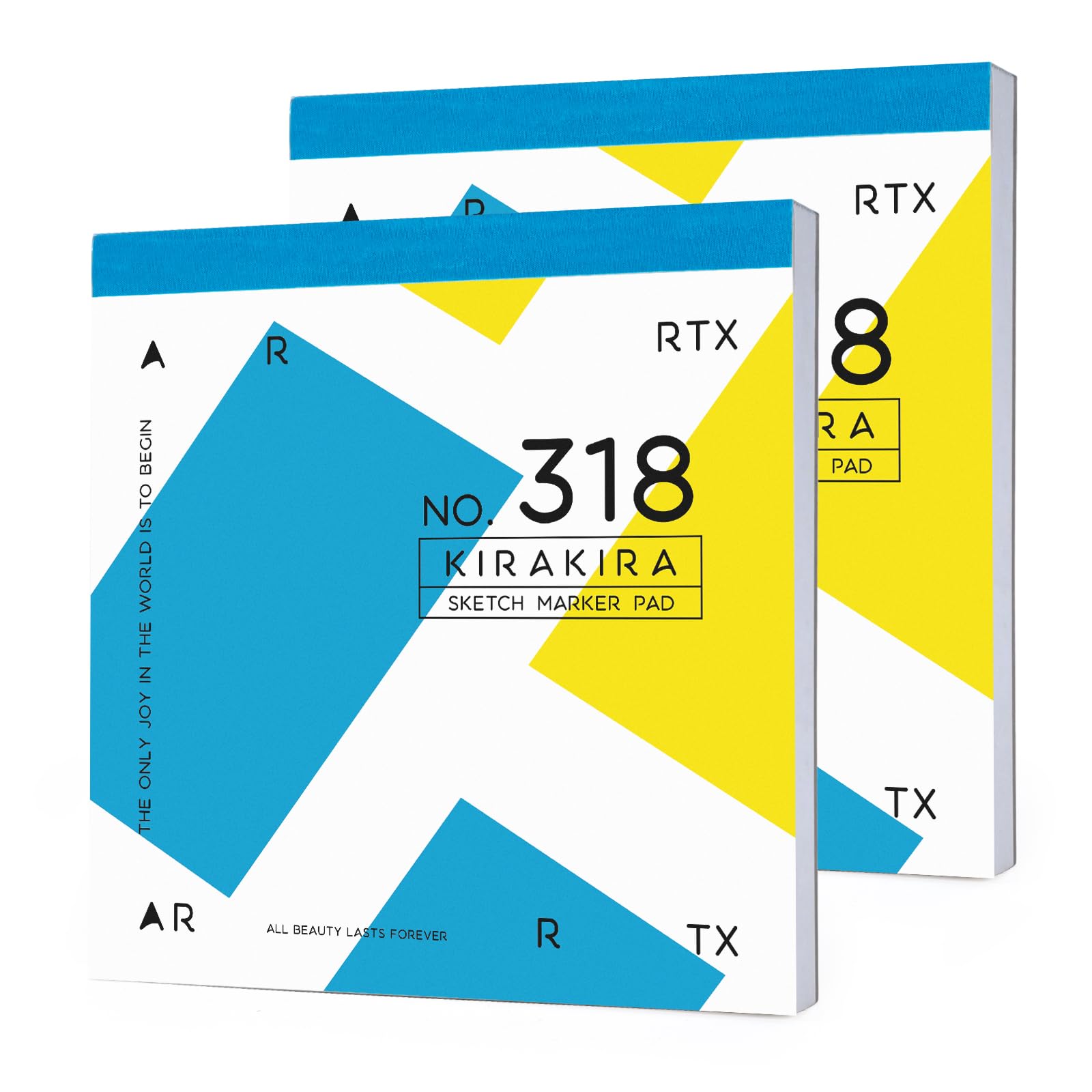 Arrtx Art Marker Pad 2 Pack,7X 7 inch,56 Sheets,18LB/70GSM,Glue-Bound,Bleedproof, Portable Square Sketchbook Paper Pad for Alcohol,Acrylic Markers Drawing