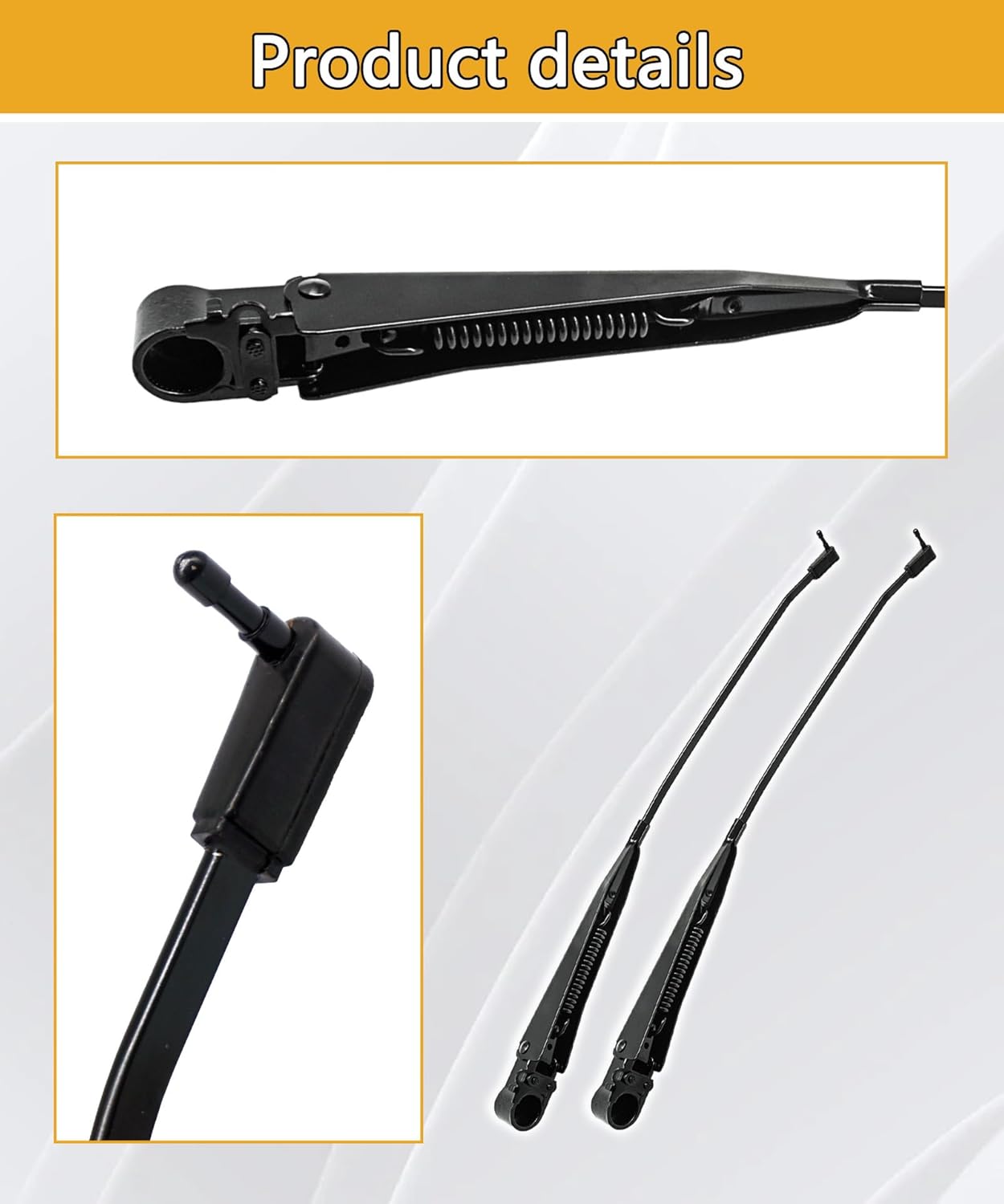 1 Pair Front Windshield Wiper Arm Compatible with 1980-1996 Ford Bronco, F-100, F-150, F-250, F-350, F-Super Duty, Direct Replacement for 42847, E7TZ17526B