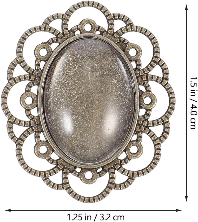 Healifty Vintage Brooch Base Bezels Kit with Dome 1.57X1.25 Inch Copper Pin Back Bottom Holder for DIY Jewelry Making Craft Oval Brooch Findings Tray - Image 7