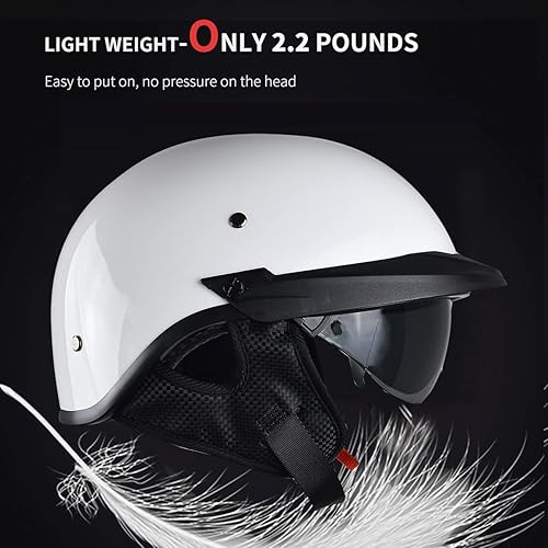 Miniatura 5 de Medio casco de motocicleta con visera solar para hombres y mujeres, casco para adultos, scooter, ATV, Cruiser aprobado por DOT