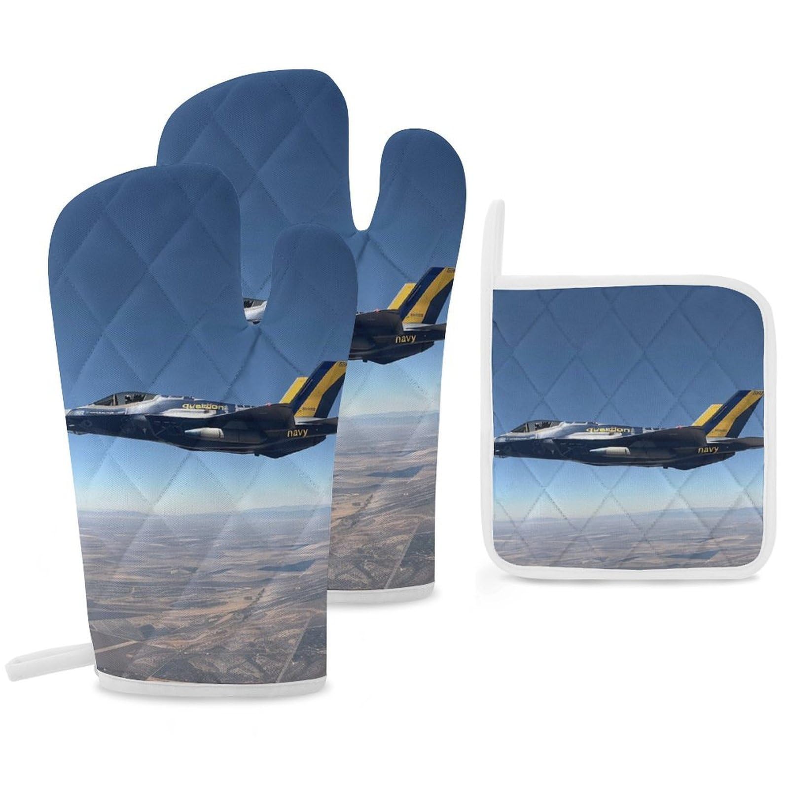 Oven Mitts And Pot Holders Sets of 3 Heat Resistant BBQ Gloves Flower Butterfly Oven Mitts Gloves Non-Slip Kitchen Mittens Potholders for Cooking Baking Grilling BBQ Microwave
