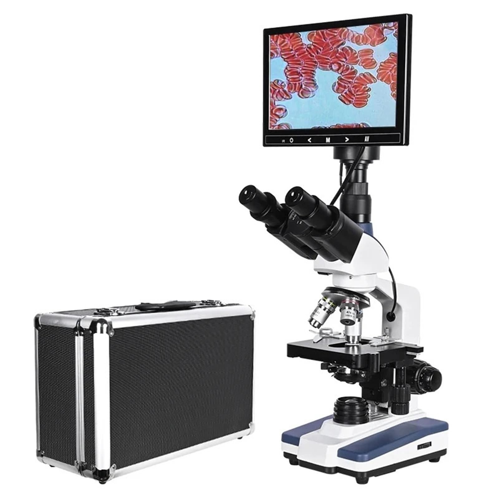 Microscopio, Microscopio da laboratorio biologico professionale trinoculare digitale HD da 5 MP con USB LED + oculare elettronico + LCD da 9 pollici,Prodotti scientifici e da laboratorio
