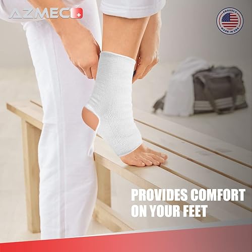 Miniatura 6 de AZMEC Ankle Support Sleeve Open Heel, Light Elastic & Breathable Knitted Fabric for Sprained Ankle, Achilles Tendonitis, Plantar Fasciitis, &