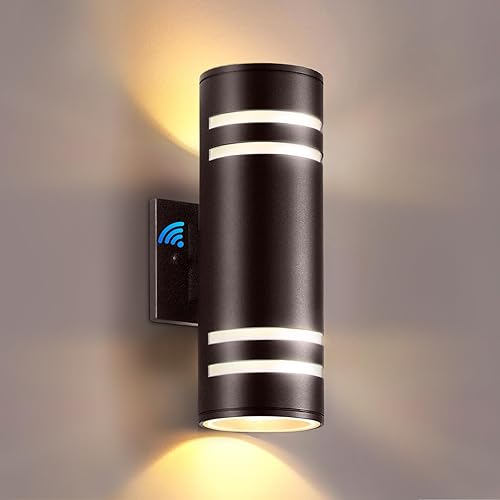 Miniatura 10 de SHIMR Iluminación de pared al aire libre del atardecer al amanecer, bombillas LED de bronce para exteriores incluidas, modernas luces de pared al