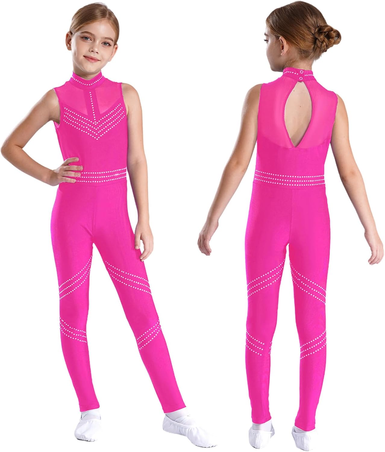 DINORMIN Little Girls One Piece Gymnastics Unitard Full Body Jumpsuit Ballet Leotard Skating Romper Bodysuit