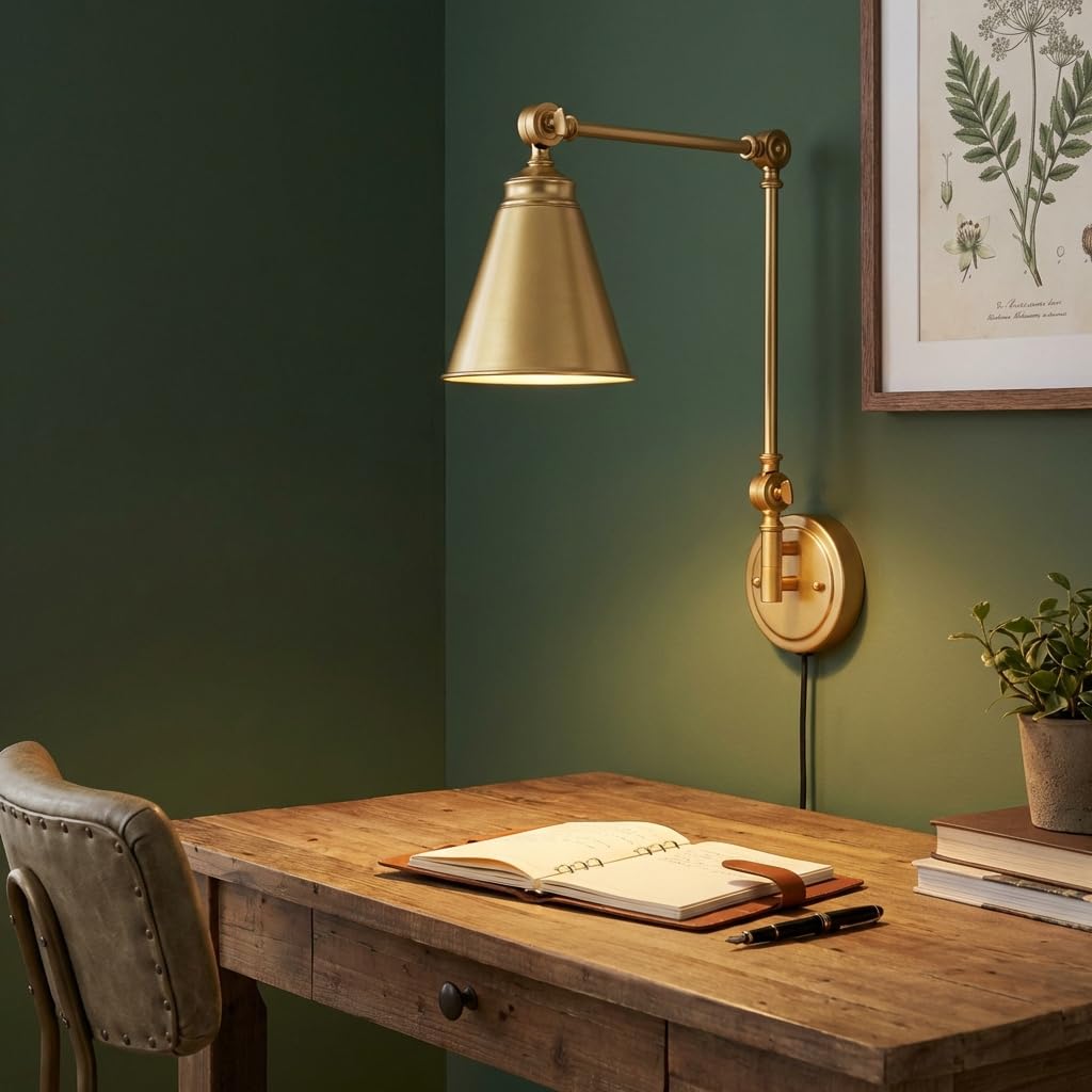 BARCELONA LED Applique da Parete Vintage Nero in Alluminio Metallo con Braccio Orientabile, Grande, Stile Industriale Classico Moderno Lussuoso, con Cavo e Spina E27