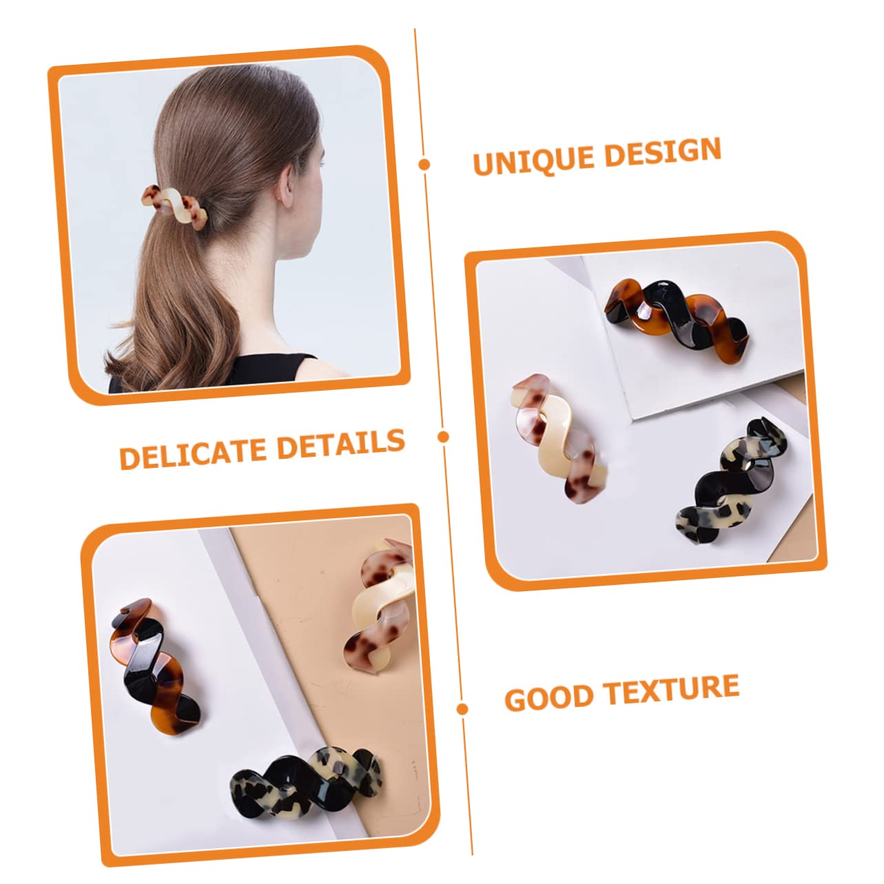 FRCOLOR 9piezas Horquillas Rectangulares Acrílico Diseño De Tortuga Clips Para Cabello Para Mujeres De Tortuga