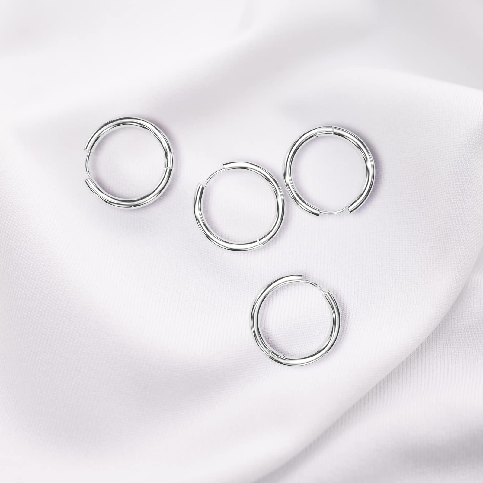 6 Paia Orecchini Acciaio Inossidabile di Orecchini Cerchio Piccoli per Uomini e Donne Ipoallergenici Set di Orecchini 8-18 mm (argento)