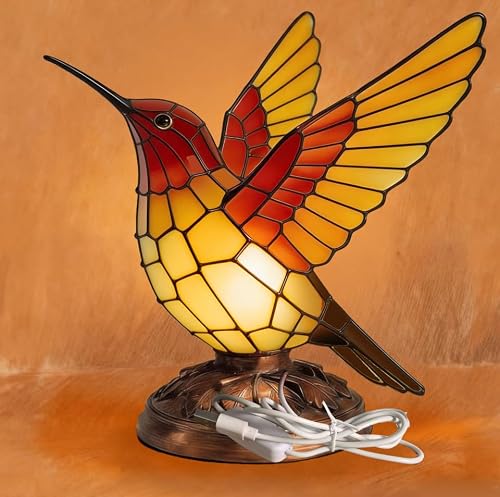 Hummingbird stained glass effect lamp