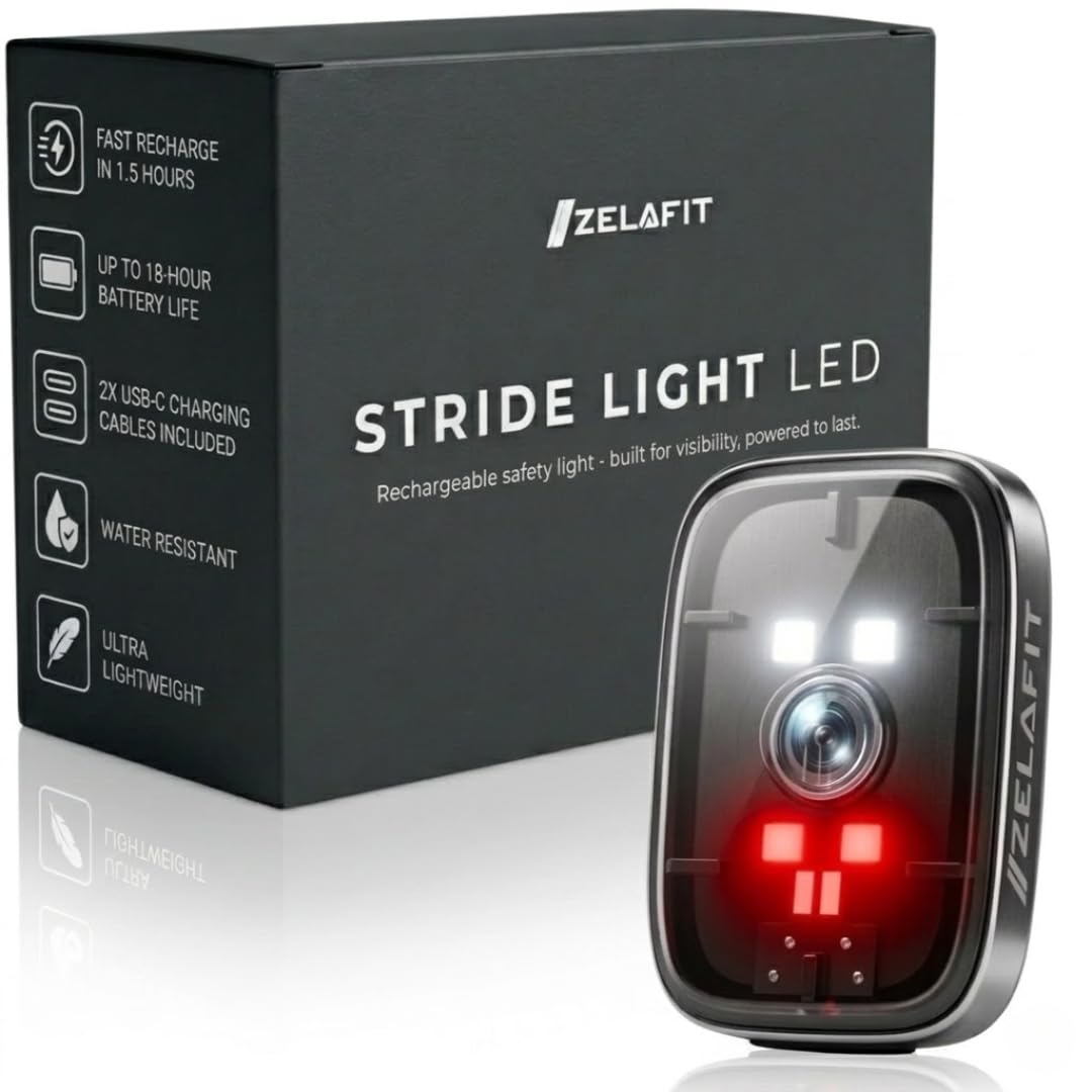 ZelaFit Running Lights for Runners - LED Rechargeable Clip On Torch - Lightweight, Water-Resistant Running Vest Light and Body Torch for Night Visibility (1)