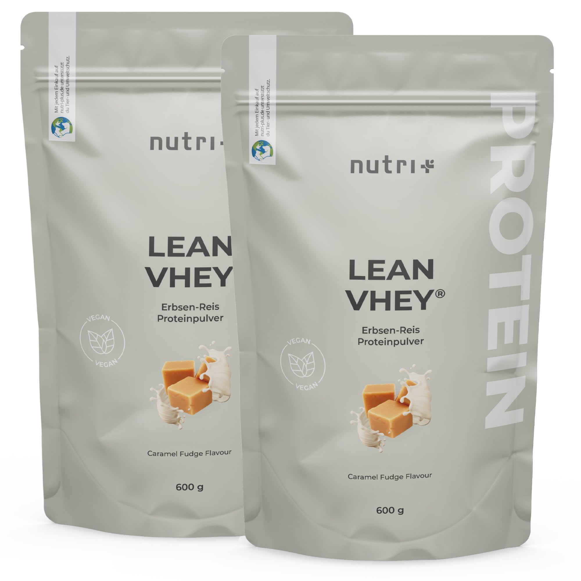 Proteine Vegane in Polvere Senza Soia, Glutine, Lattosio - Caramel Fudge 600 g - Nutri + Pea Rice Protein Caramel Protein Powder vegano - senza soia e a basso contenuto di zuccheri