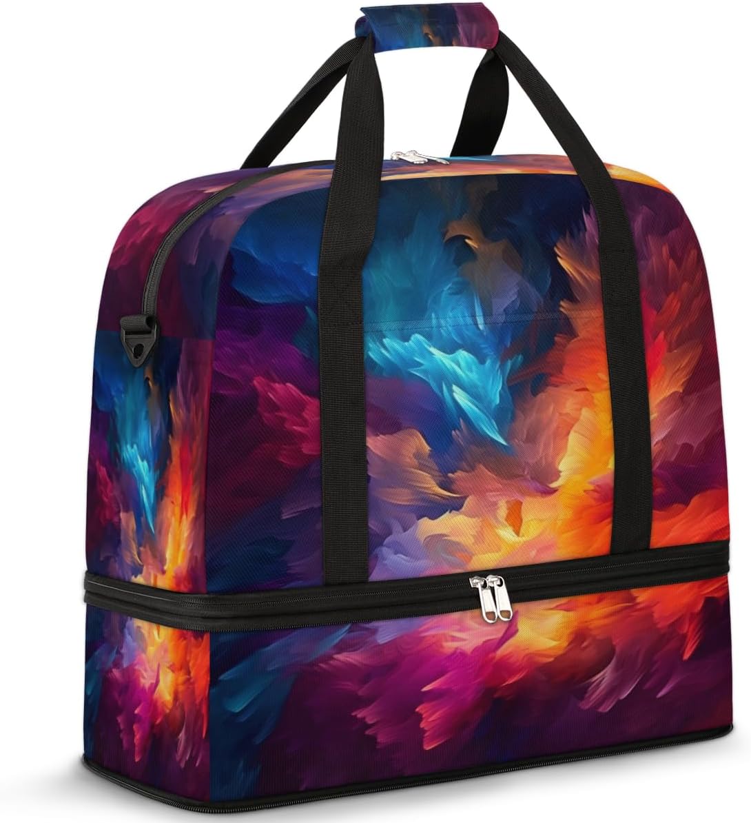 QsirBC Sky Funny Theme Gym Bag for Women Duffle Tote with Shoes Compartment Men Weekender Duffel for Dance Travel Sports Swimming Overnight