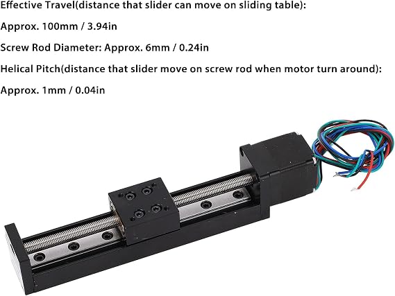 Mini Linear Rail Guide Slide Actuator 28 Stepper Motor 100mm Stroke Linear Slide Stage with T Screw Rod for DIY CNC Router Optical Measurement