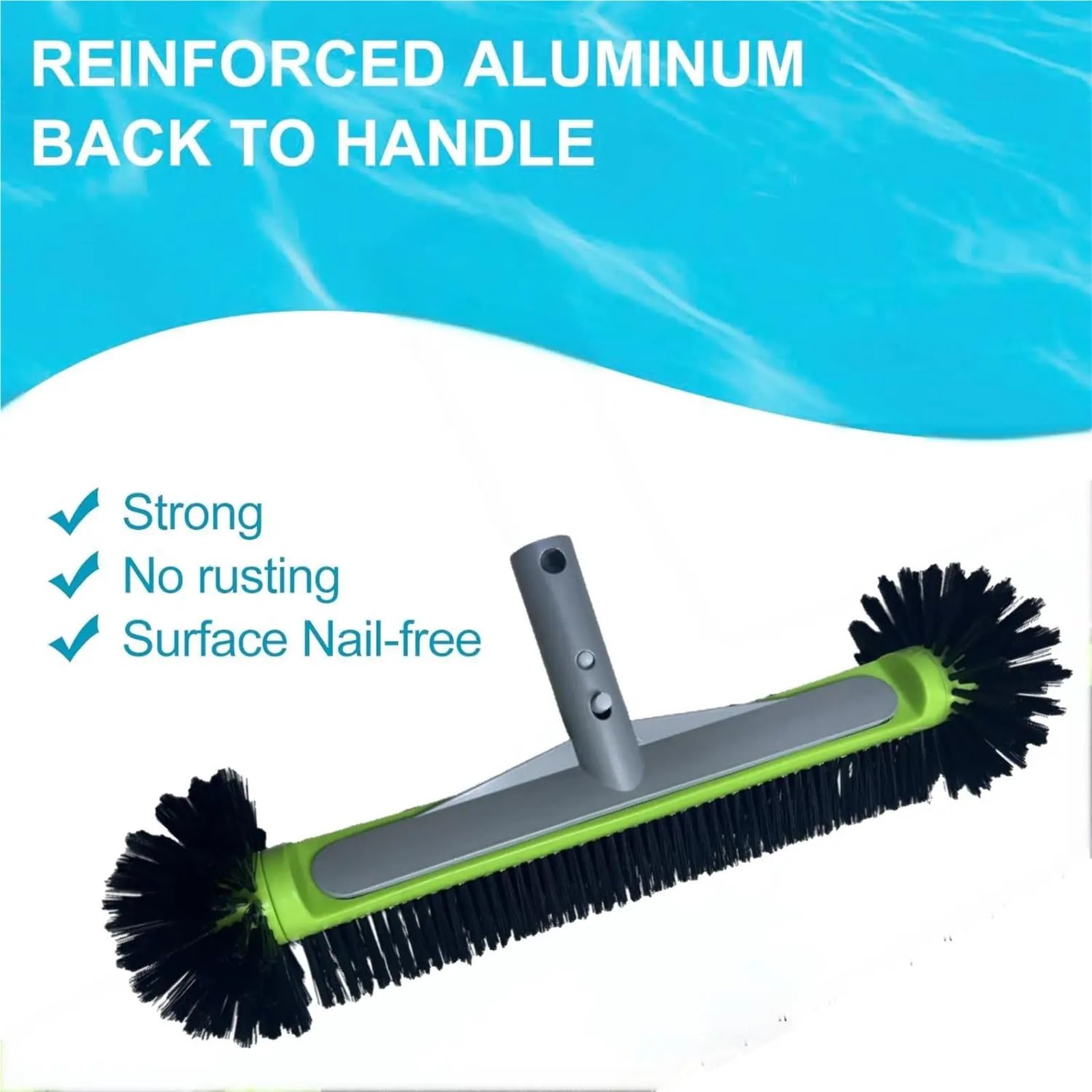 Brosse De Piscine Tête de Brosse Piscine en Aluminium 17,5 Pouces, 7 rangées Nylon
