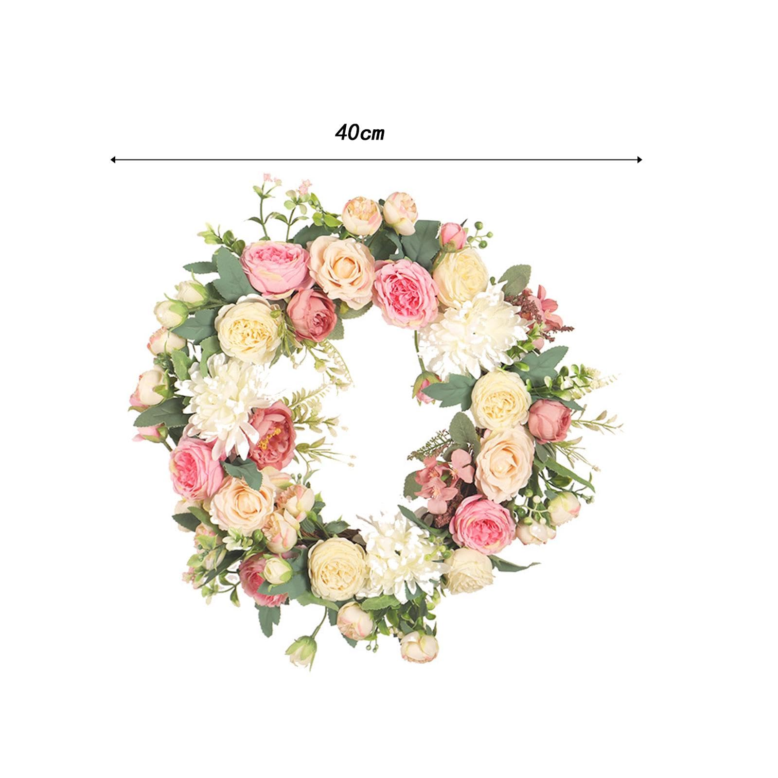 Ghirlanda Rotonda di Fiori Artificiali Realistici da 40 Cm