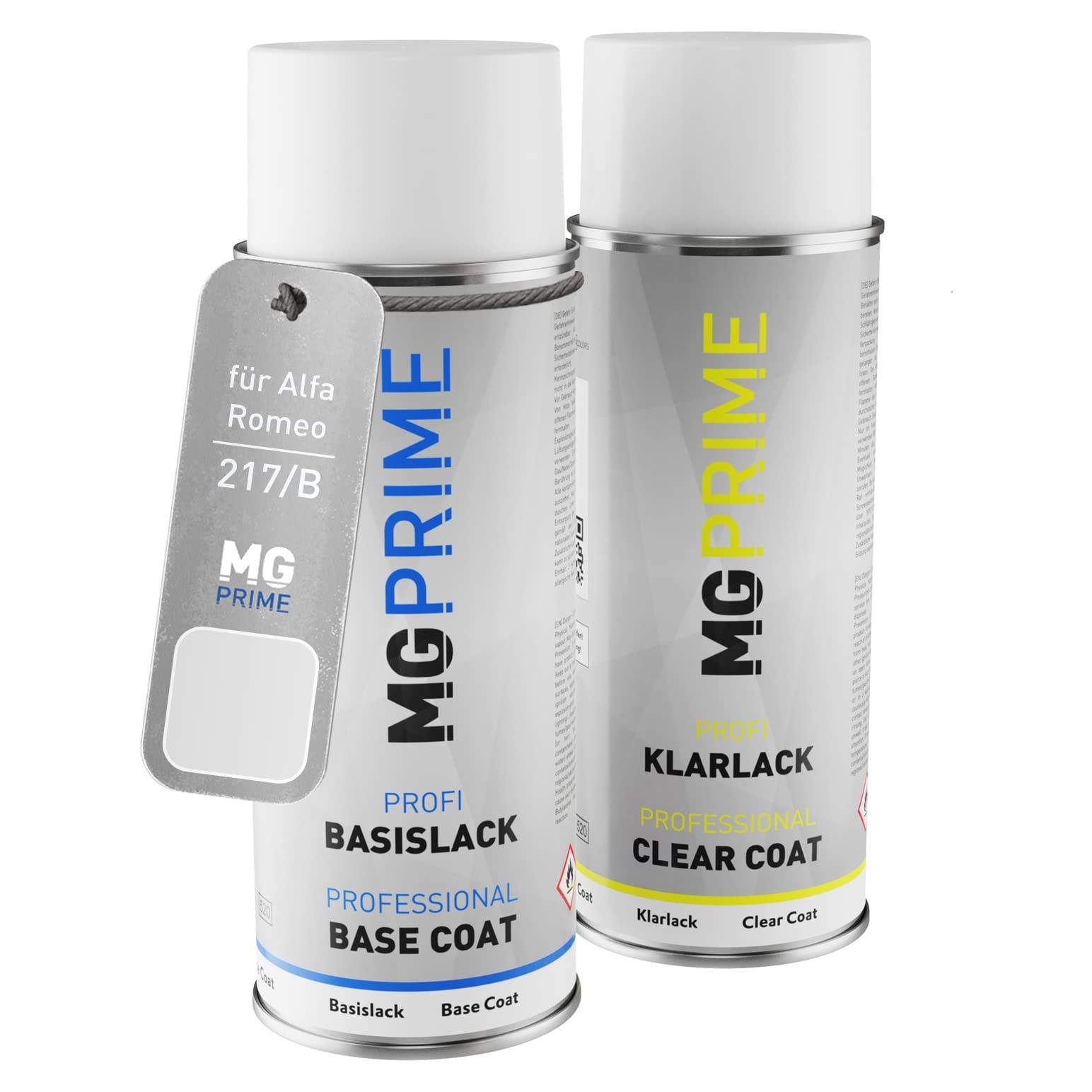 MG PRIME Vernice per auto Kit di bombolette a spruzzo per Alfa Romeo 217/B / 217 Bianco Alfa/Brilliant White Bomboletta spray da 400ml di vernice di base vernice trasparente