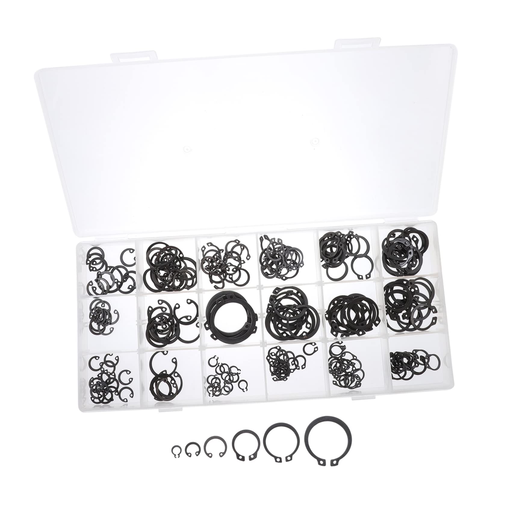 Alipis 1Set Snap Retaining Ring Carbon Steel Circlip Assortment for Shaft Locking Collision Washers Smooth Surface for Home Shop Use
