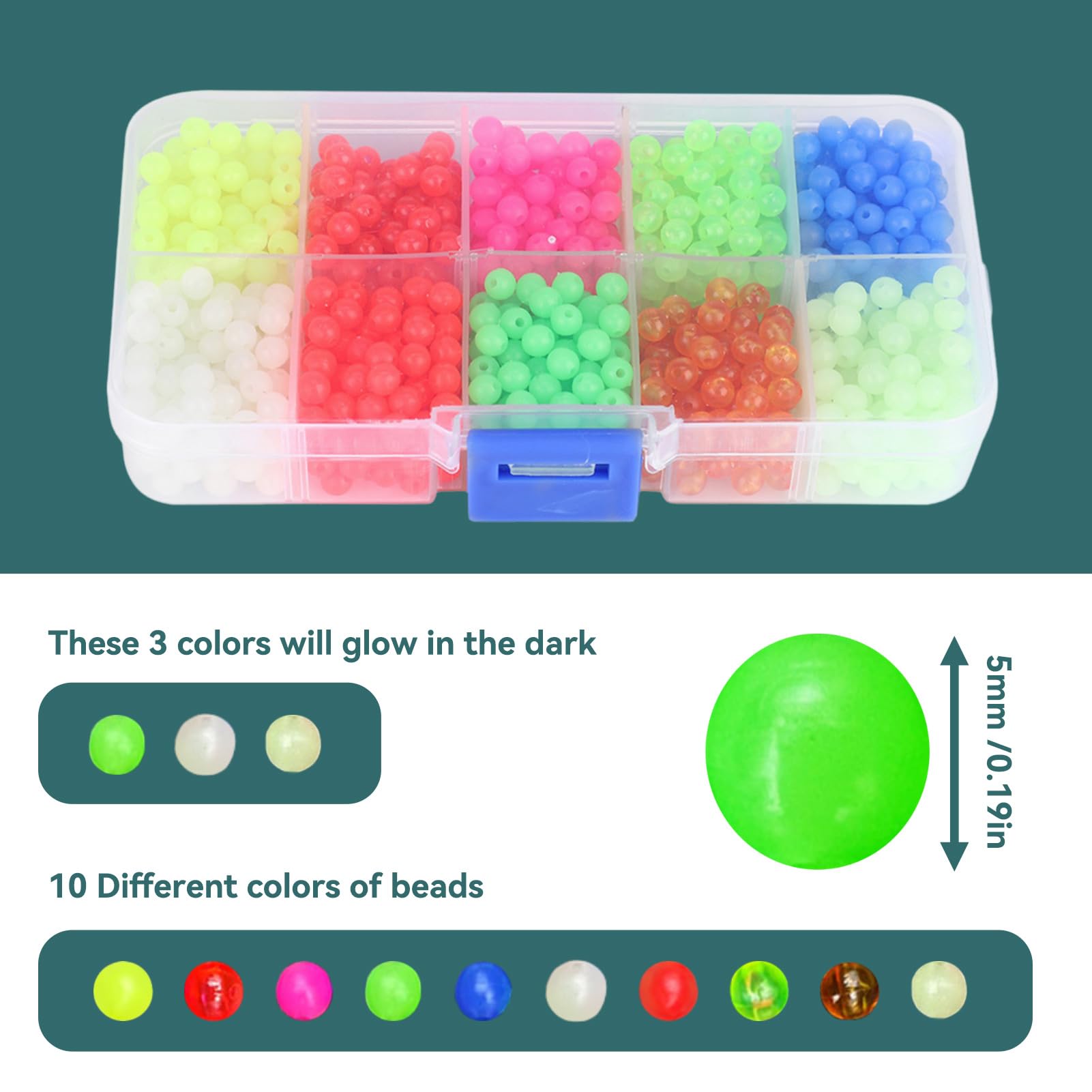 Lot De 1 000 Perles De Pêche Lumineuses – 3 Couleurs, Brillent Dans Le Noir, Protègent Les Nœuds, Pour Pêche De Nuit Ou En Mer