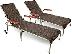 Kit 2 Espreguiçadeiras Piscina Reclinável AcquaFlex Marrom/Champagne