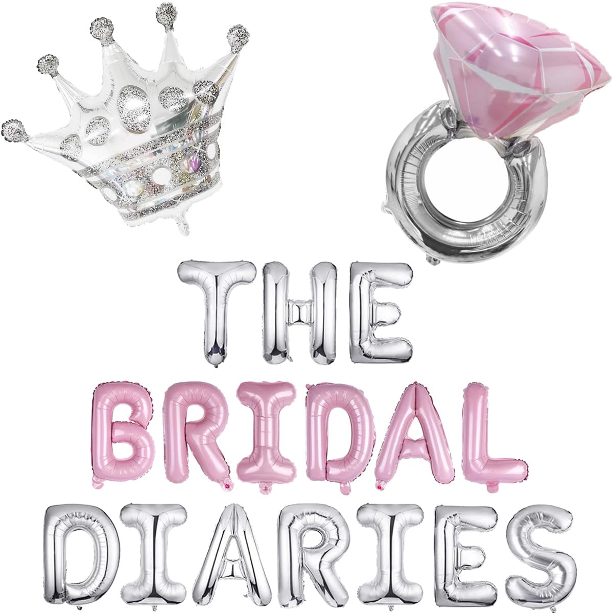 The Bridal Diaries Balloon Banner Crown Ring Mylar Balloon for Princess Bachelorette Party Decorations