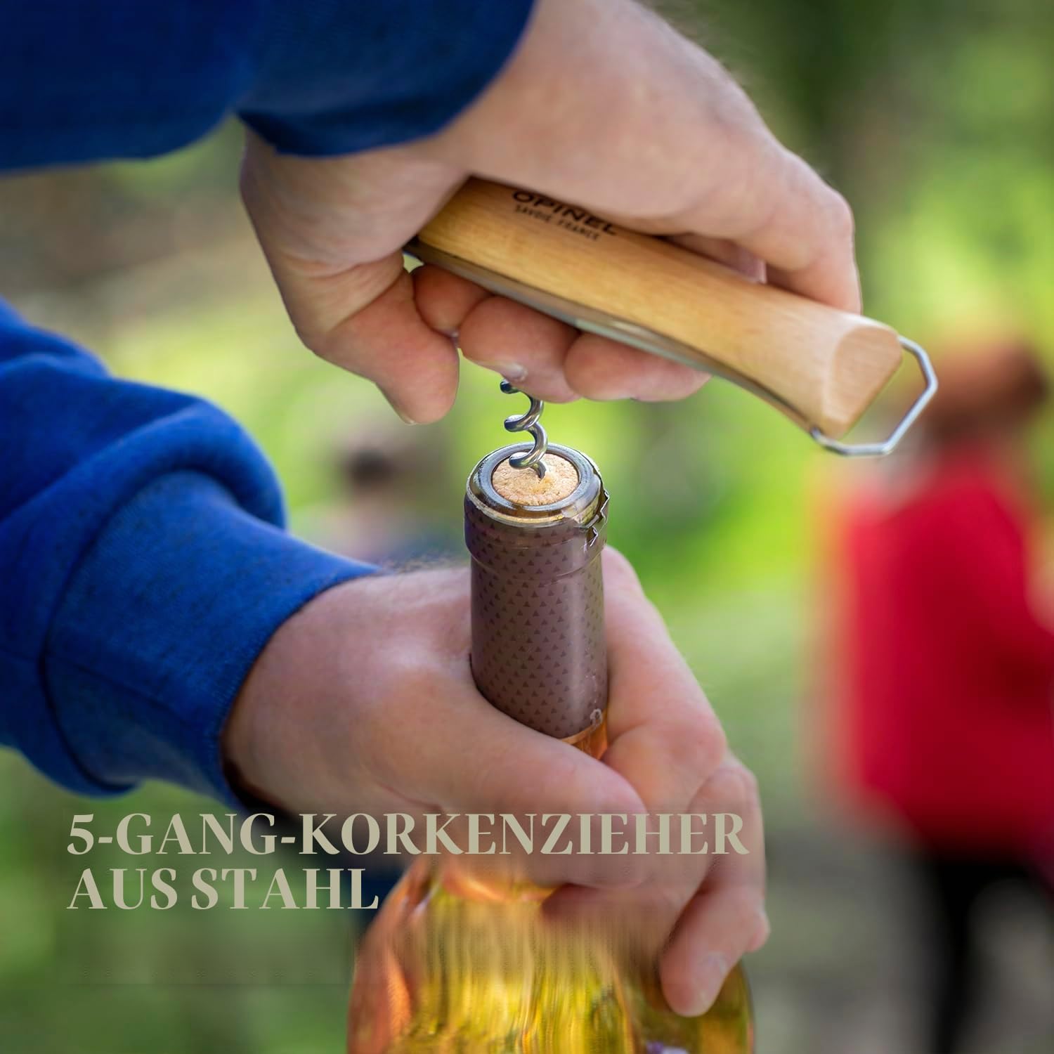 Opinel Taschenmesser No. 10, mit Korkenzieher und Kapselheber, aus rostfreiem Stahl, mit Buchengriff, Klingenlänge: 10cm, 254651, Braun
