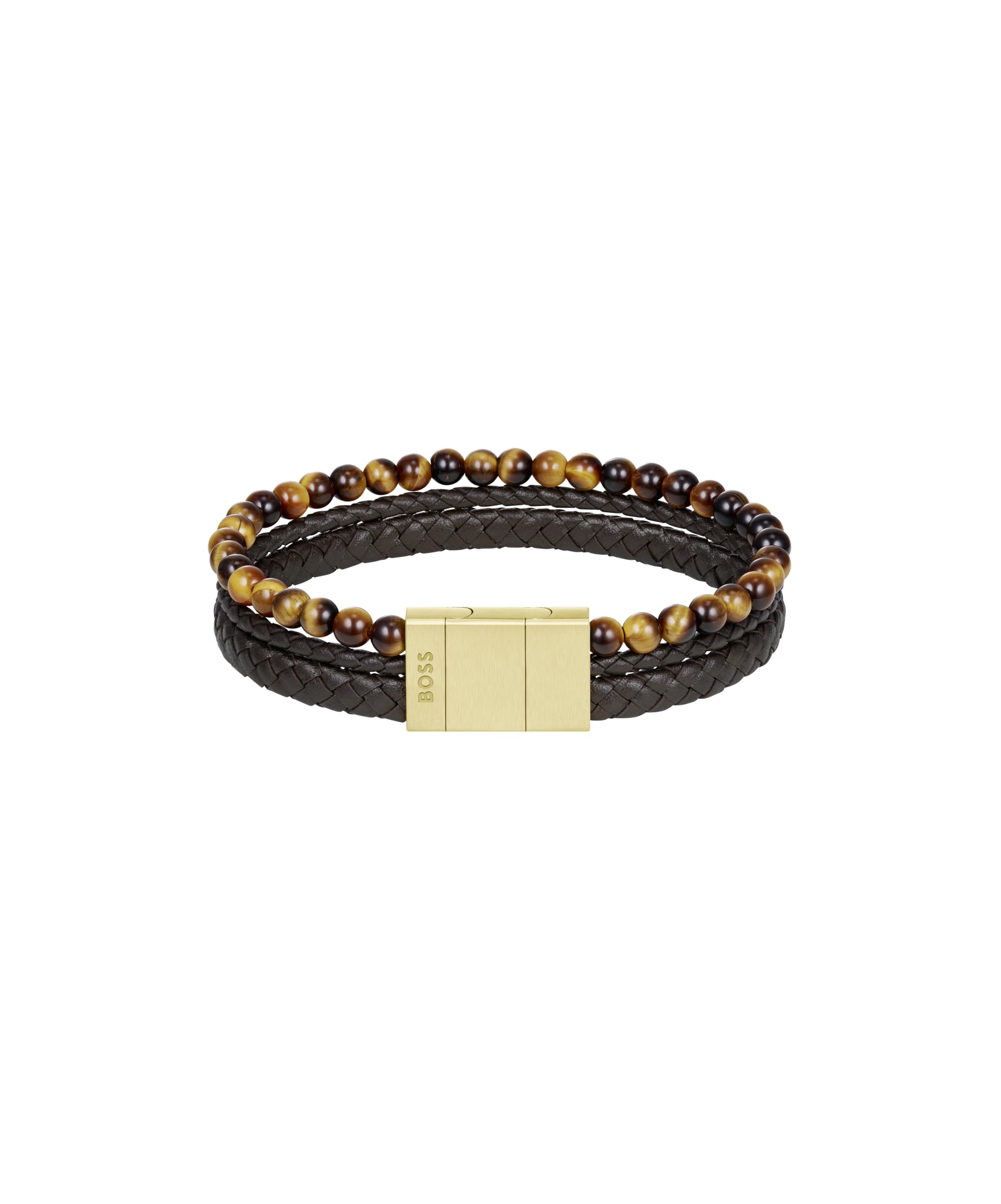 BOSS Jewelry Men's SPHERE MIXED Collection Beaded Bracelet Brown - 1580787