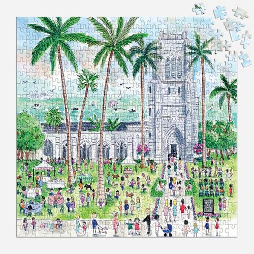 Puzzle Galison Sunday Palm Beach – 1000 piezas Michael Storrings con arte del famoso Palm Beach Bethesda Church miniatura 4