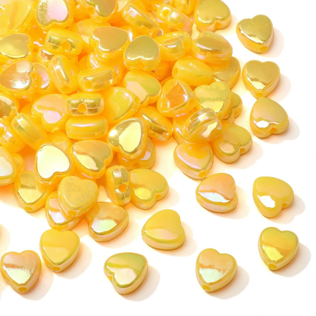 HUIOYG 100Pcs 8×9mm Acrylic Heart Beads Loose Spacer Beads for Handmade Jewelry