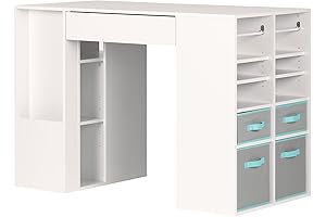 South Shore Crea Counter-Height Ceaft Table with 4 Baskets