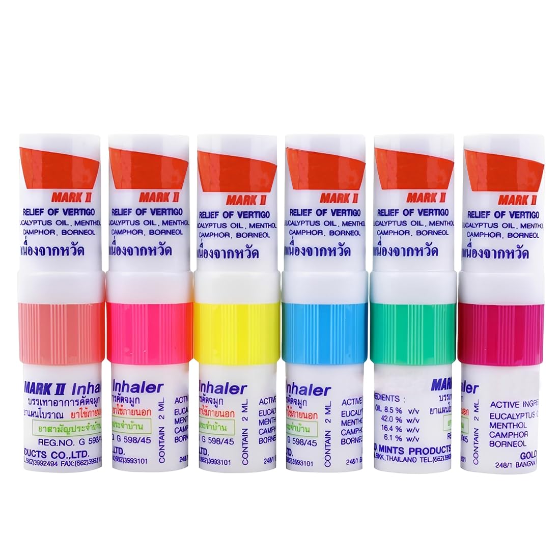Pack of 6 Essential Oil Nasal Inhaler, mehrere Chargen für verstopfte oder laufende Nase, verströmt Atemstimmen, mit Kräuter- und Mentholduft