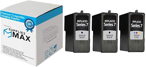 SuppliesMAX Repuesto remanufacturado para Dell 966968968W paquete combinado de inyección de tinta (2-negro1-color) (serie 7) (DH828_2PKDH829_1PKMP)