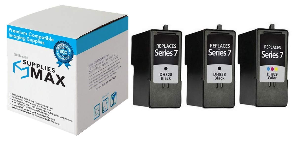 SuppliesMAX Remanufactured Replacement for Dell 966/968/968W Inkjet Combo Pack (2-Black/1-Color) (Series 7) (DH828_2PK/DH829_1PKMP)