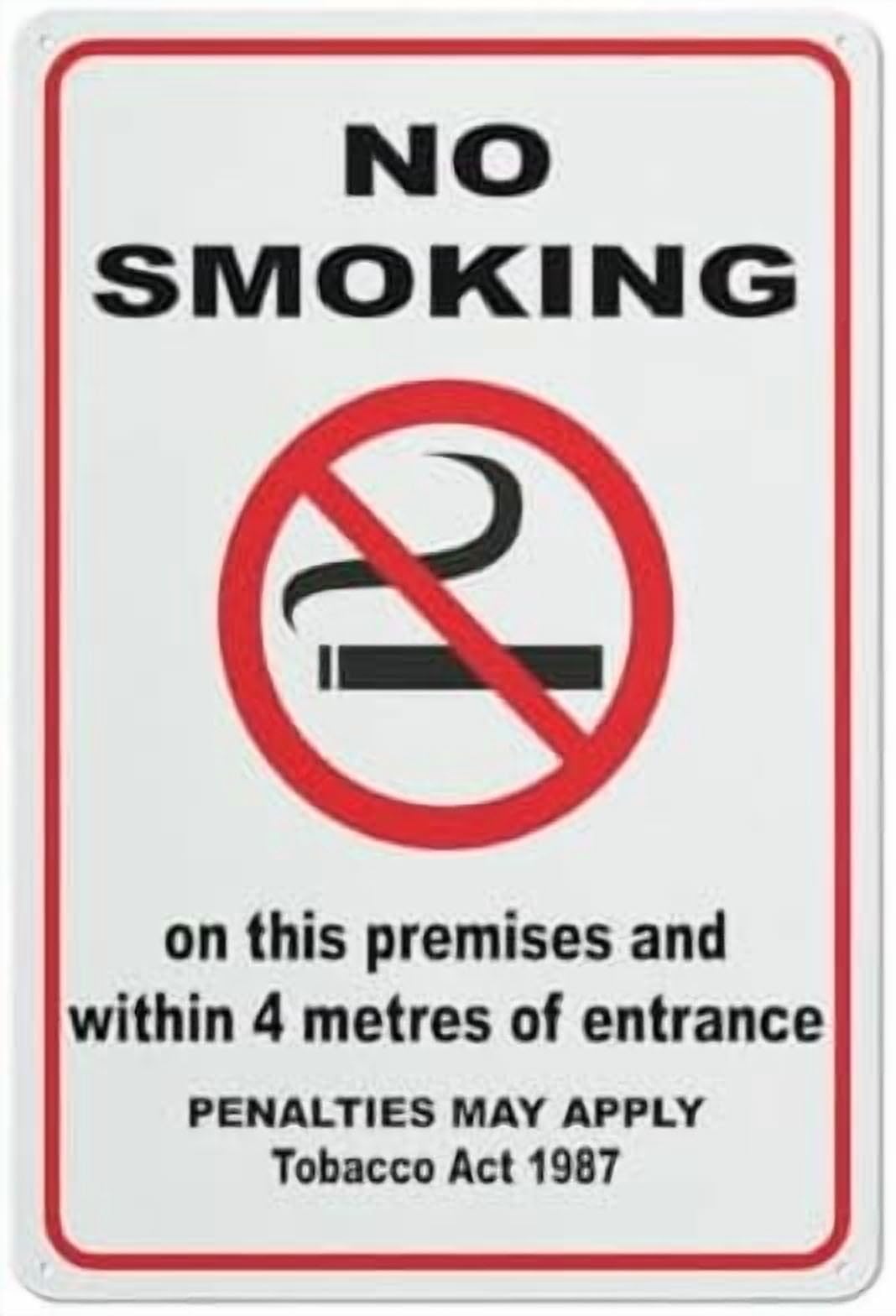 (2-Pack) Metal Tin Sign No Smoking 4 Metres Of Entrance Sign Signs Outdoor, Uv Printed 12 X 8 In, Weatherproof And Signs