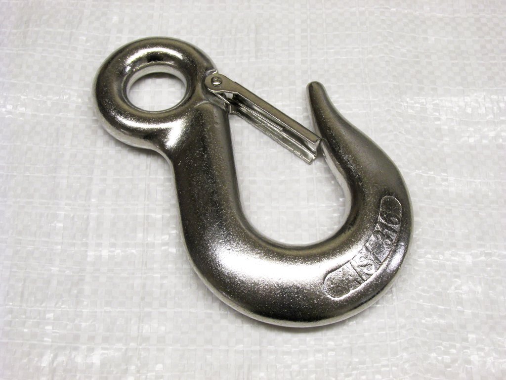 6MM Stainless Steel Eye Type Sling Hook with Safety Catch - Chain Gear
