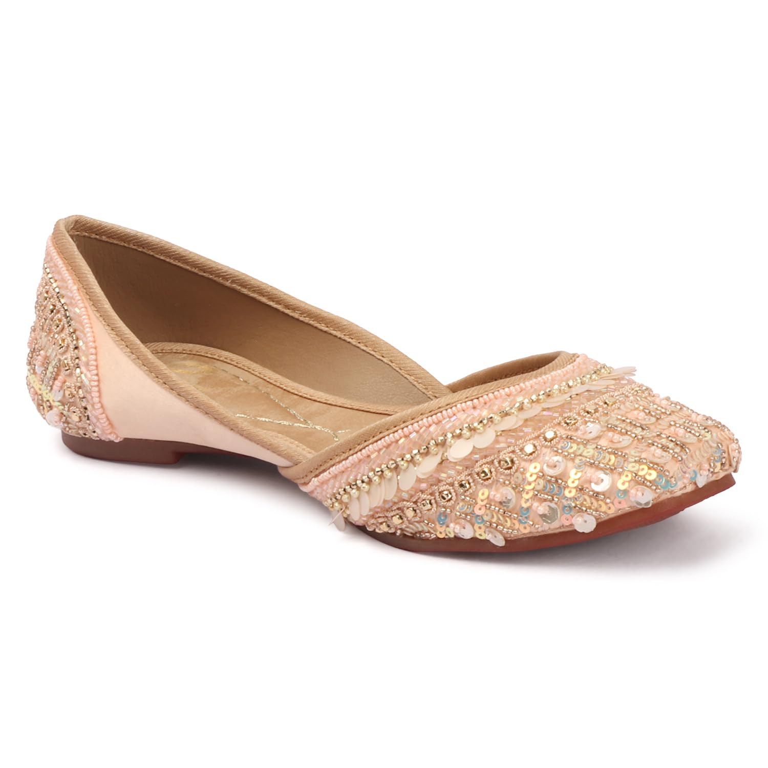 Women Ethnic Mojaris Looks Flat Soft, Comfortable Beaded & Fancy Punjabi Jutis for Women DU-1473-image-31