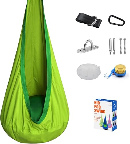 Grassman Asiento oscilante para niños silla oscilante para niños con kits de herramientas y bomba de aire para colgar silla hamaca para niños fácil