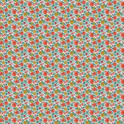 RoomMates RMK11315RL Red Floral Ditzy Vine Peel and Stick Wallpaper, 45.7 x 47.9 cm