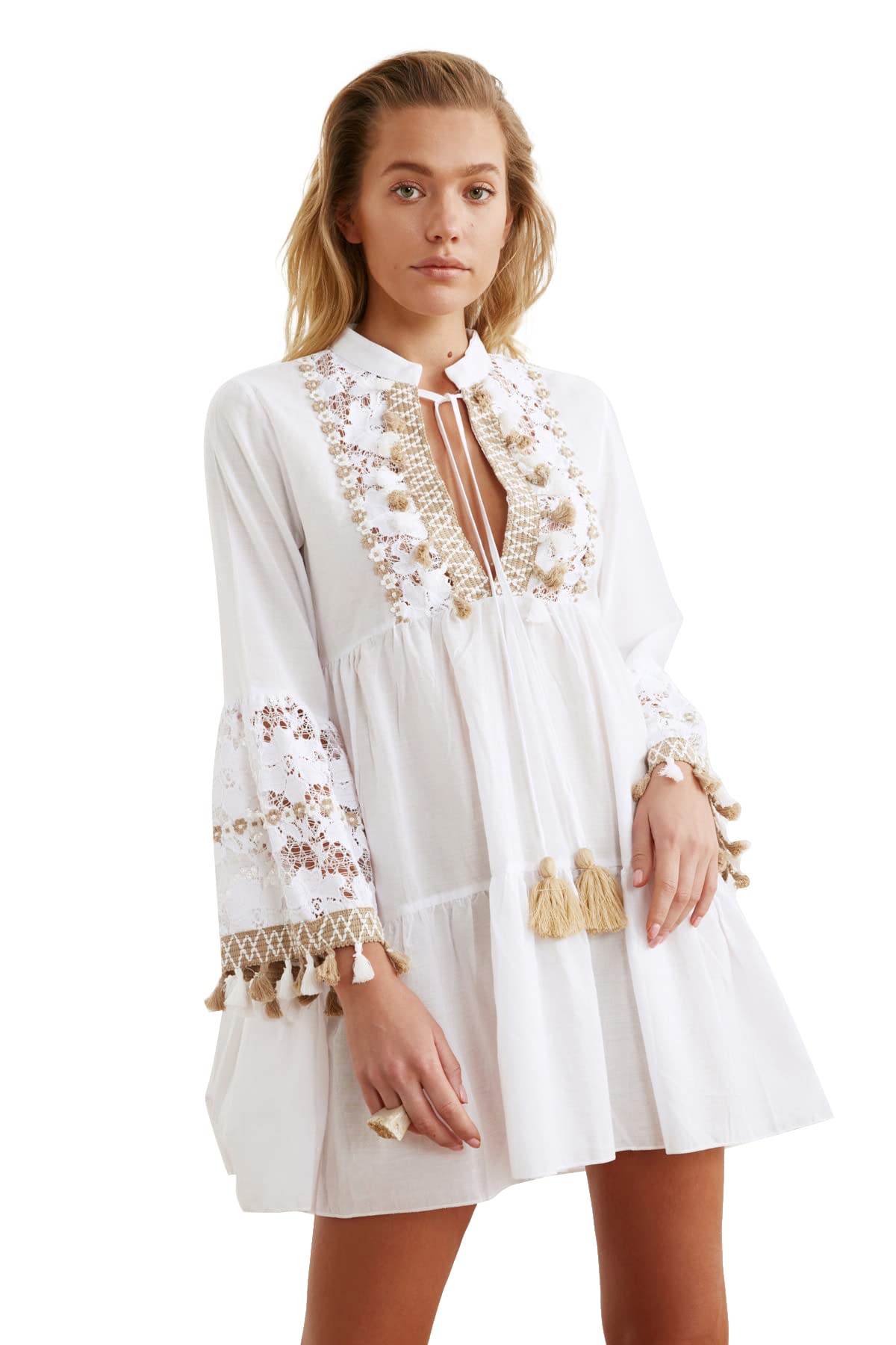 Trendyol Borla Bordada, Vestido de Playa Detallado de Voile Mujer