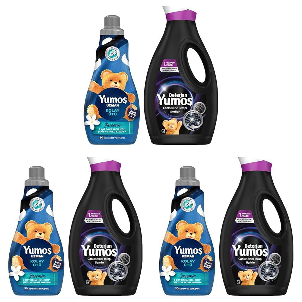 Yumoş Kolay Ütü Yumuşatıcı 1200 ml + Yumoş Sıvı Canlandırıcı Terapi Siyahlar 1690 ml (3 paketi)