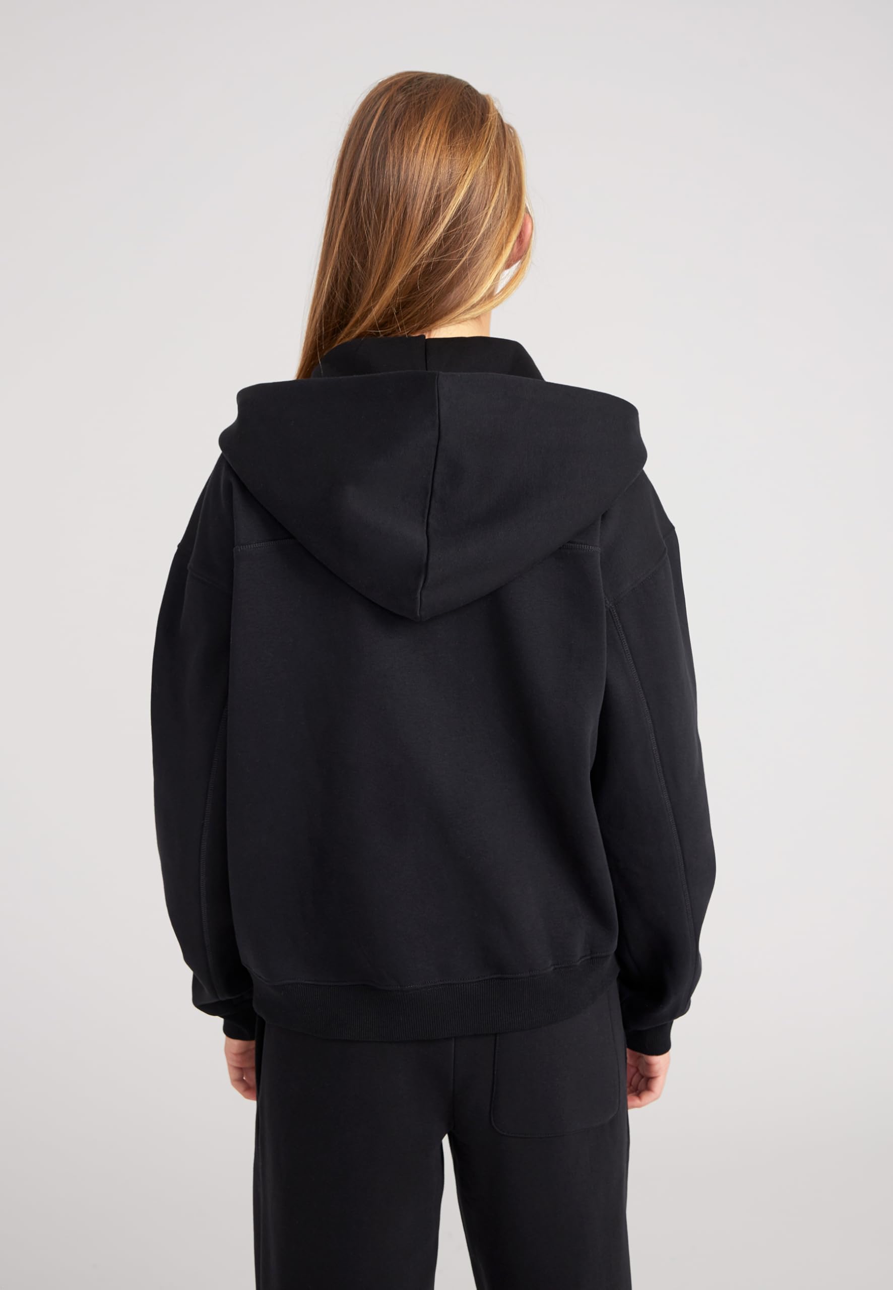 Style & Republic Damen Cropped Zip Hoodie aus Baumwollfleece – Oversized Fit, RIPP-Details, gemütlich, Hochwertig & stylisch mit Reißverschluss