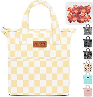 Lunch Box for Women, Lunch Bag for Women Men Adult Simple Lunchbox Reusable Lunchbag Insulated Lunch Boxes Large Capacity Cute Lunch Tote Bag, with Food Storage Bags for Work, Office or Picnic