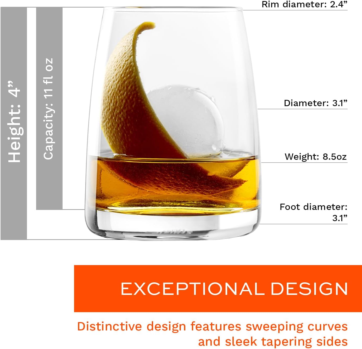 Stölzle Lausitz Experience Whisky Glasses D.O.F. Set of 4, 11 oz – Premium Whisky Tumblers in Timeless Design – Crystal Glass Whisky Tumbler – Dishwasher- & Shock-Resistant, Made in Germany