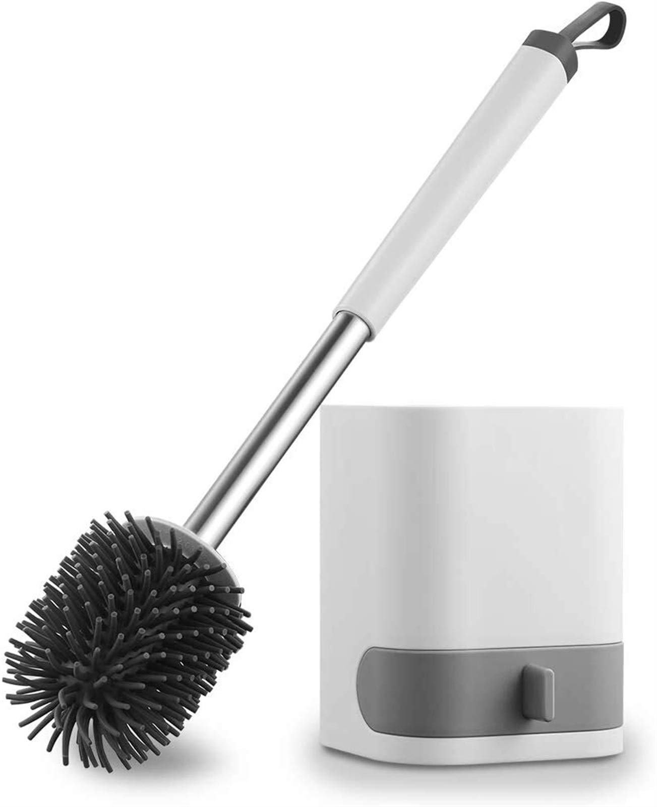 Escobillero de pared Cepillo de baño y conjuntos de soporte Conjunto de cepillo de limpieza de silicona Mango largo Limpieza de inodoro Cepillo de limpieza de silicona de pie Conjunto de cepillo de li
