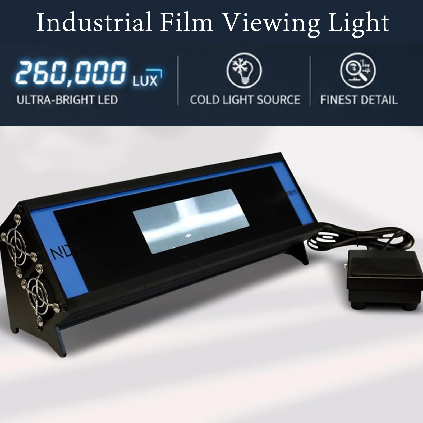 LED-Filmbetrachter, 260.000 Lux Helligkeit, stufenloses Dimmen Kaltlichtquelle für Röntgenfilmbetrachtung und NDT-Röntgeninspektion