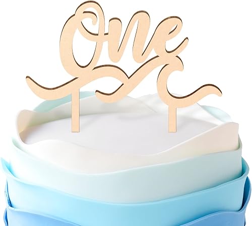 Huray Rayho Decoración para pastel de madera con diseño de ondas, decoración de fiesta de primer cumpleaños, decoración de fiesta de cumpleaños con