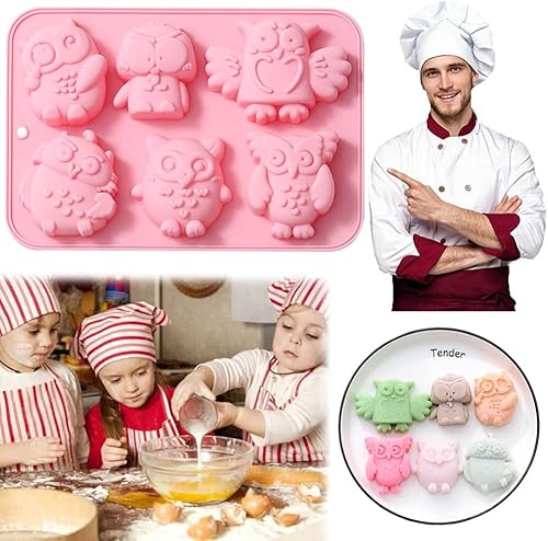 Miniatura 8 de OURASHERO Paquete de 2 moldes de chocolate con diferentes formas de búho, moldes de silicona para pasteles, gomitas, gelatina, cubitos de hielo,