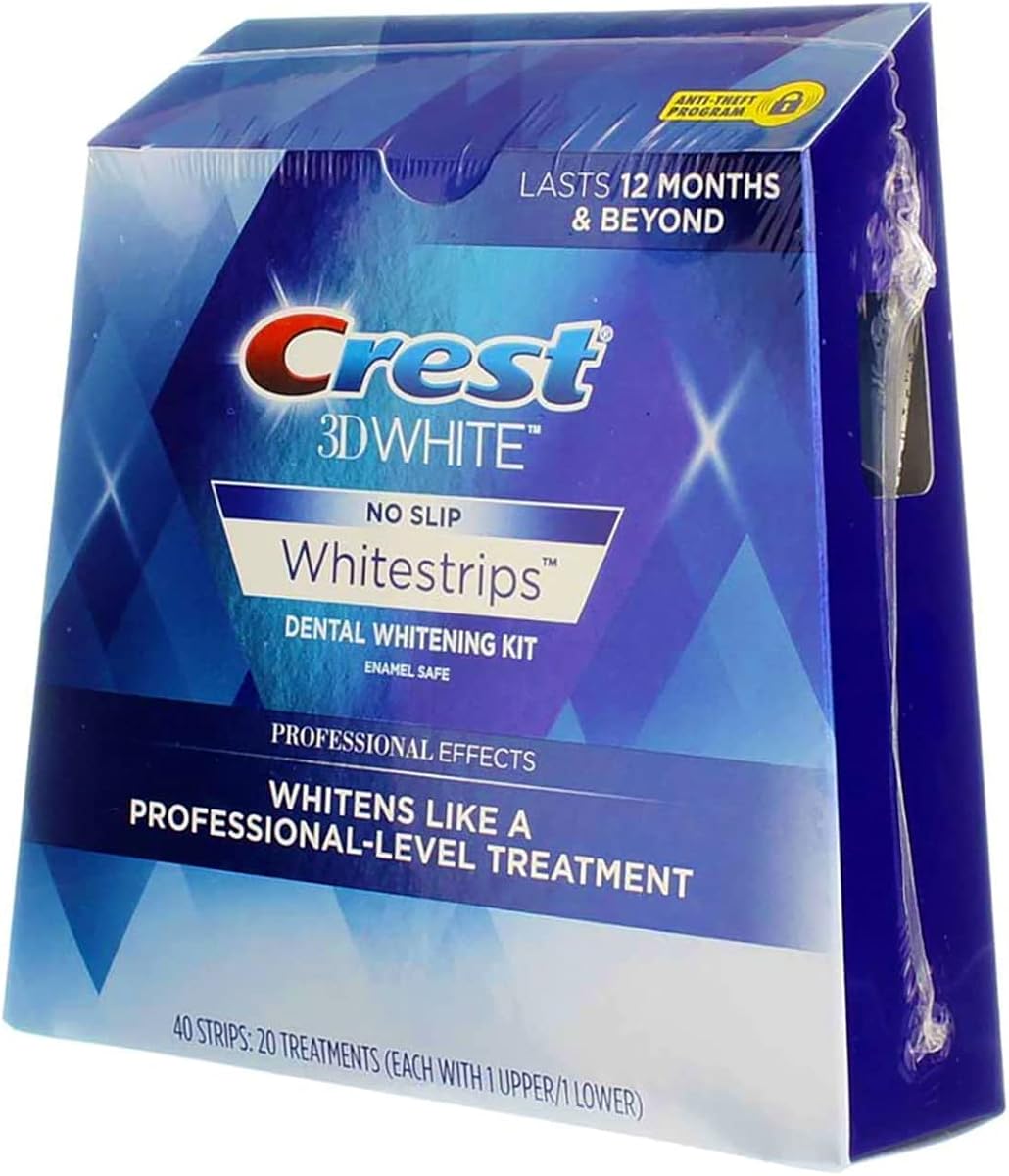 Kit de blanqueamiento dental Crest 3D No Slip Whitestrips Professional Effects 20 unidades (pack de 4)