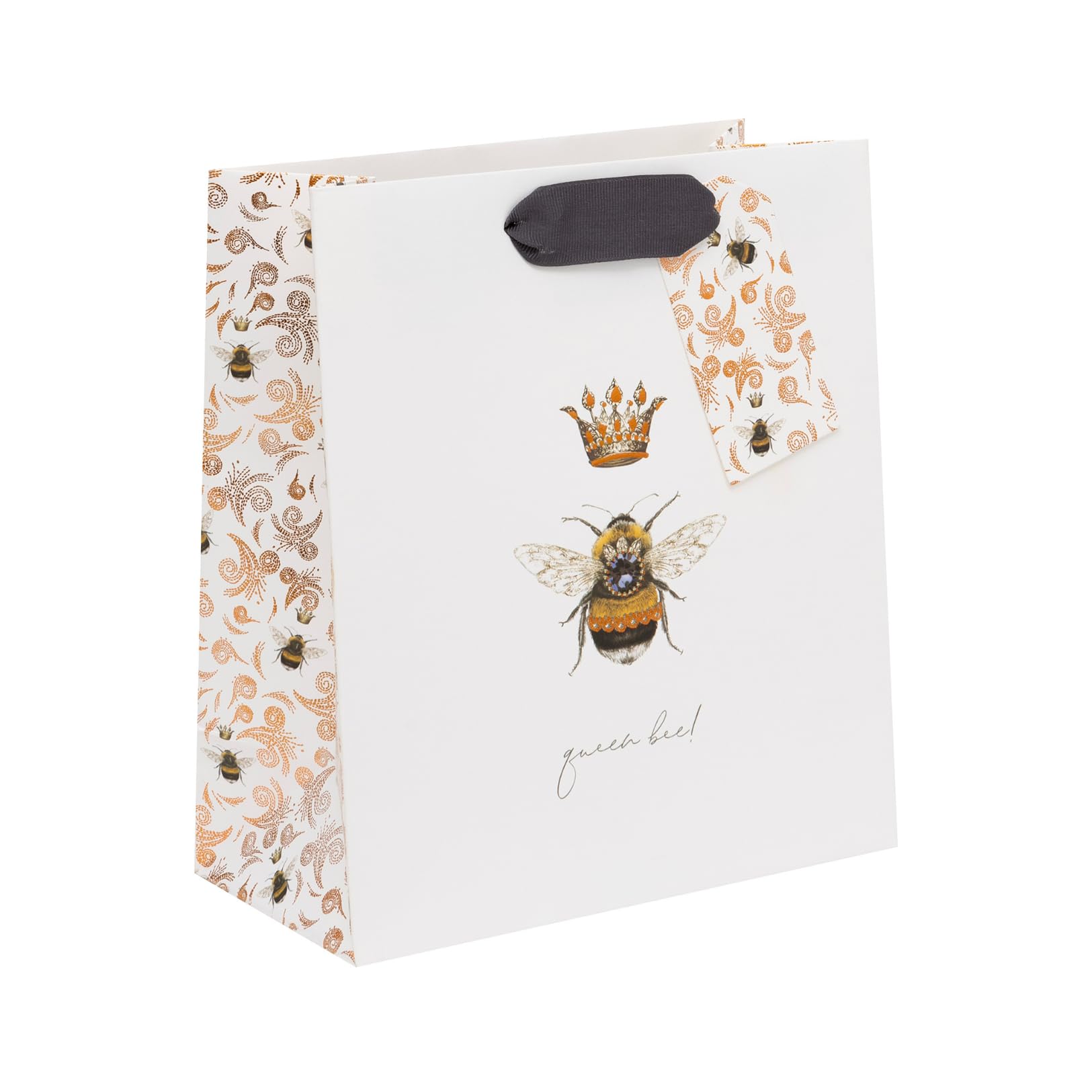 Glick Medium Gift Bag, Queen Bee, 225 x 200 x 100 mm, Luxury Recyclable Bag for Birthdays & Celebrations