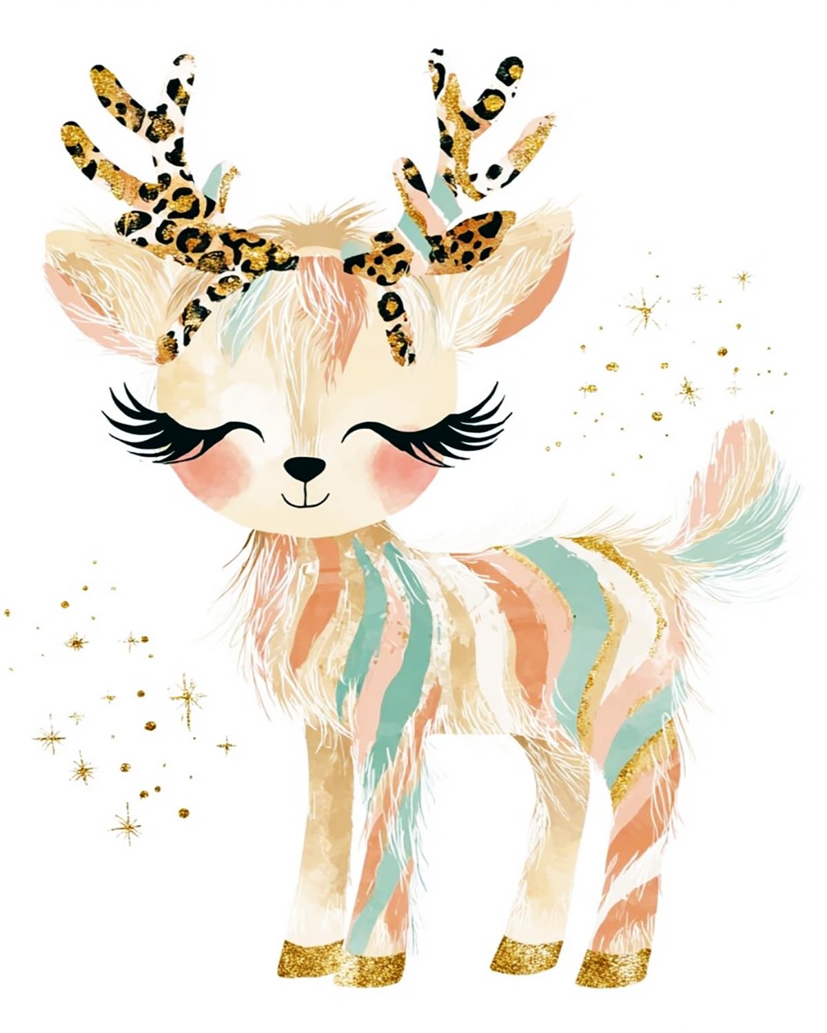 Liubaishi Multicolour Paint By Numbers For Adults, Starry Dream Deer, 40X50 Cm Acrylic Canvas Painting Kit With 3 Brushes