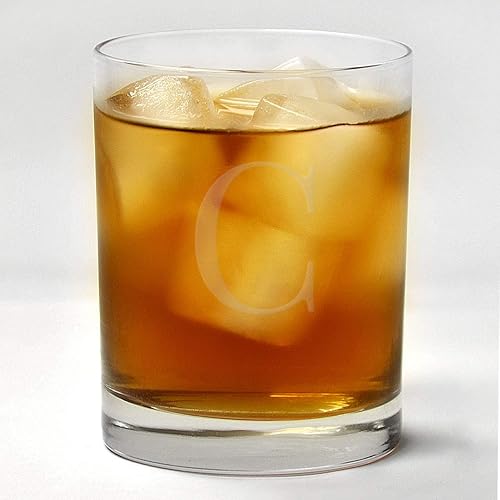 Miniatura 4 de CEDAR CRATE MARKET Juego de 4 piezas de vidrio grabado con monograma de letra C, 13.5 onzas